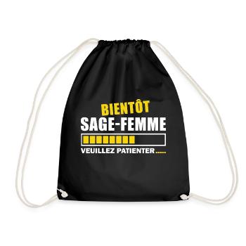 bientôt sage-femme / future sage femme - Sac de sport léger - noir - Devant