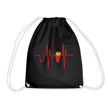 Pommes Frites Pommes Geschenk Pommes Fritten Spruc - Turnbeutel - Schwarz - Vorne