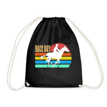 RACE DAY Awesome Retro Vintage Horse Racing - Turnbeutel - Schwarz - Vorne