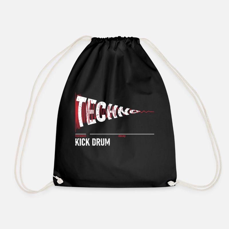 Kick Drum - Synthesizer - Techno Bass - Turnbeutel - Schwarz