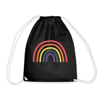 Regenbogen - Turnbeutel - Schwarz - Vorne