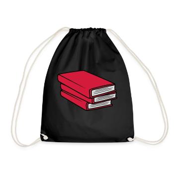 3 Books Stack Design - Drawstring Bag - black - Front