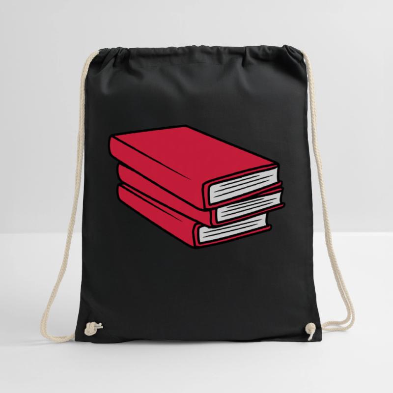 3 Books Stack Design Drawstring Bag
