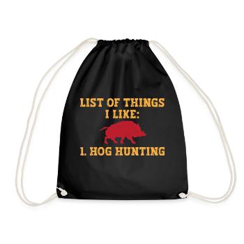 Wild boar hunting hunter wild boar - Drawstring Bag - black - Front