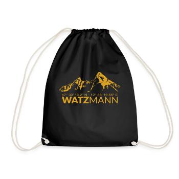Watzmann GPS coordinates Latitude Longitude - Drawstring Bag - black - Front