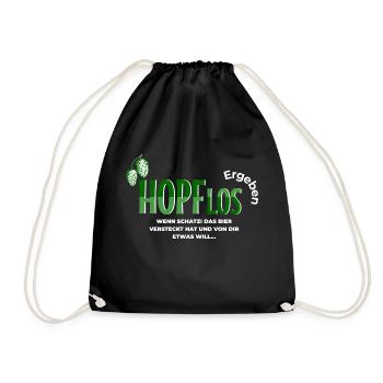Hopflos Design, - Turnbeutel - Schwarz - Vorne