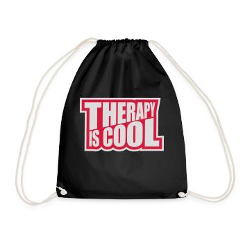 therapy is cool Quote - Drawstring Bag - black - Front