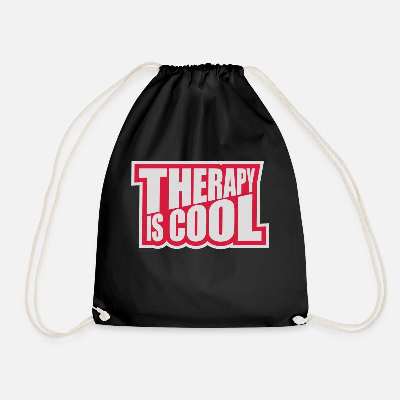 therapy is cool Zitat - Turnbeutel - Schwarz
