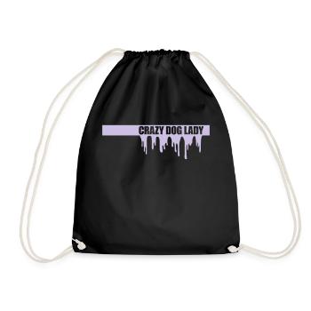 crazy dog lady quote - Drawstring Bag - black - Front