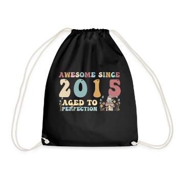 Super seit 2015 - 8. Geburtstag - 2023 Groovy - Turnbeutel - Schwarz - Vorne
