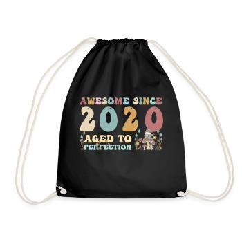 Super seit 2020 - 3. Geburtstag - 2023 Groovy - Turnbeutel - Schwarz - Vorne