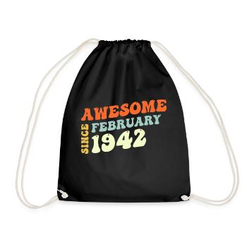 Groovy 81 Years Old Awesome Sinc February 1942 - Drawstring Bag - black - Front