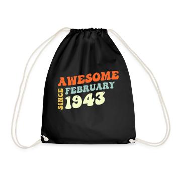 Groovy 80 Years Old Awesome Sinc February 1943 - Drawstring Bag - black - Front