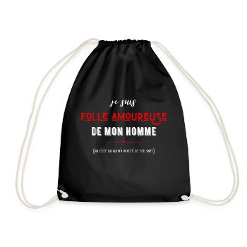 je suis folle amoureuse de mon homme - Sac de sport léger - noir - Devant
