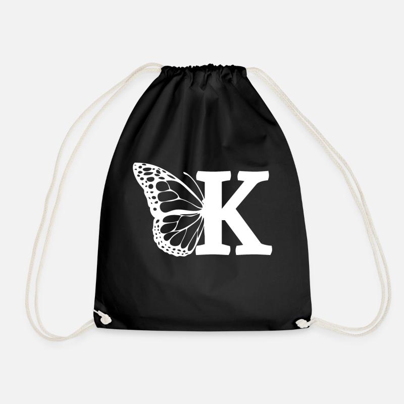 Buchstabe K Schmetterling - Turnbeutel - Schwarz