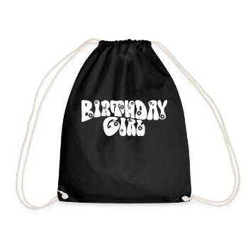 Birthday Girl Groovy Retro Vintage Fleurs - Sac de sport léger - noir - Devant