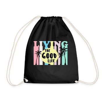Living the Good Life Holiday Shirt - Drawstring Bag - black - Front