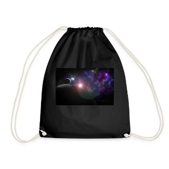 Moon and earth with sun - Drawstring Bag - black - Front