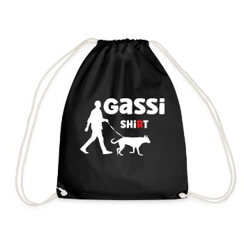 Offizielles Gassi Shi(r)t für jede Runde mit Hund - Turnbeutel - Schwarz - Vorne