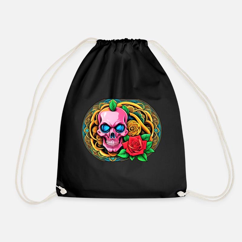 Skulls 'n' Roses - Pink Skull - Turnbeutel - Schwarz