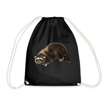 Racoon - Drawstring Bag - black - Front