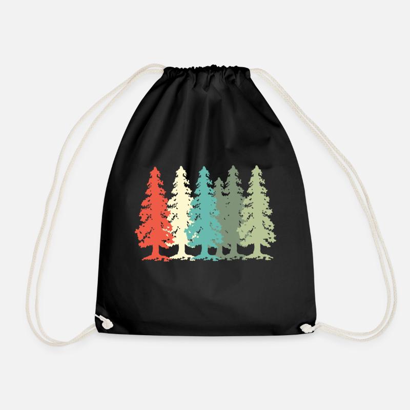 Wald Retro Vintage Geschenk Baum - Turnbeutel - Schwarz