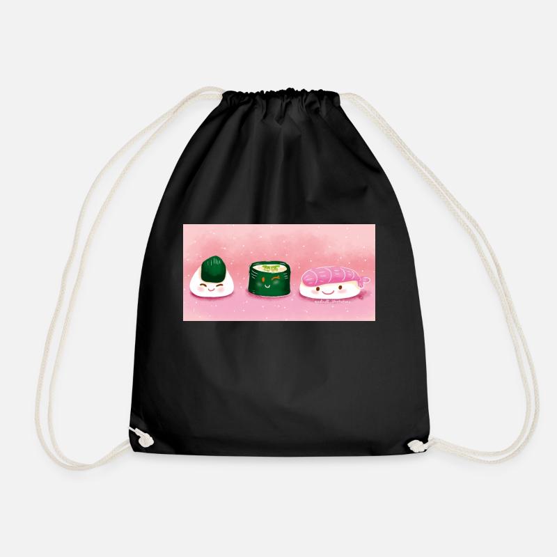 Happy Sushi - Drawstring Bag - black