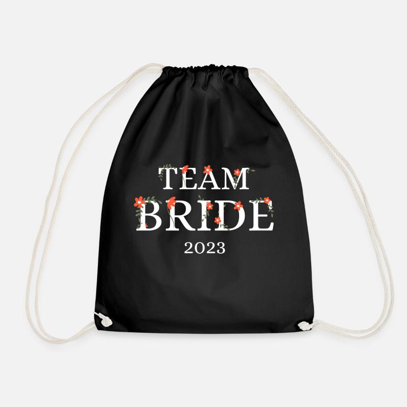 Team Braut 2023 floral - Turnbeutel - Schwarz