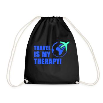 travel is my therapy - Turnbeutel - Schwarz - Vorne