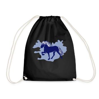 Island Pferd Reiter Reiten T shirt Grafik - Turnbeutel - Schwarz - Vorne