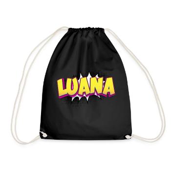 Luana Custom Name Comic Book Style Pop Art, Luana - Drawstring Bag - black - Front