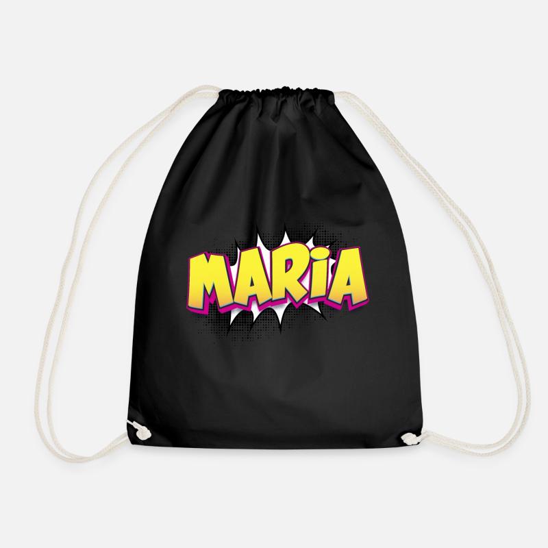 Maria Benutzerdefinierter Name Comic-Stil Pop-Art, Maria - Turnbeutel - Schwarz