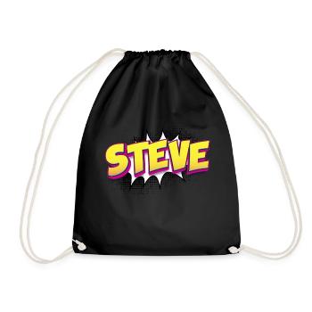 Steve Benutzerdefinierter Name Comic Book Stil Pop Art, Steve - Turnbeutel - Schwarz - Vorne