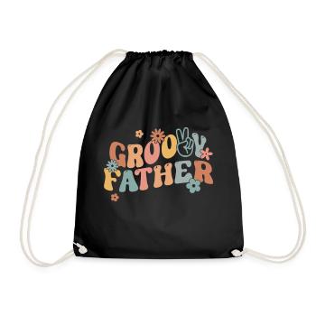 Retro Groovy Vater Blume Familie Groovy Vibes - Turnbeutel - Schwarz - Vorne