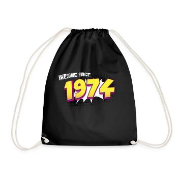 Retro 49th birthday in Pop Art Comic Book Style - Drawstring Bag - black - Front
