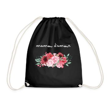 Mamou d’amour fleurs- idée cadeau mamie - Sac de sport léger - noir - Devant