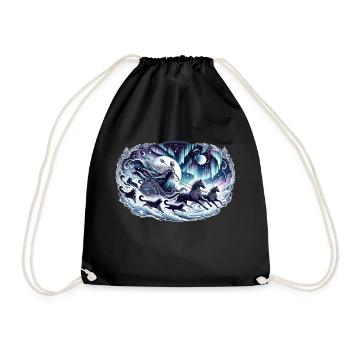 Moon goddess in the nocturnal magic train - Drawstring Bag - black - Front