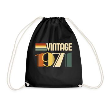Jahrgang 1971 - 1971 Jubiläumsgeschenk - Turnbeutel - Schwarz - Vorne