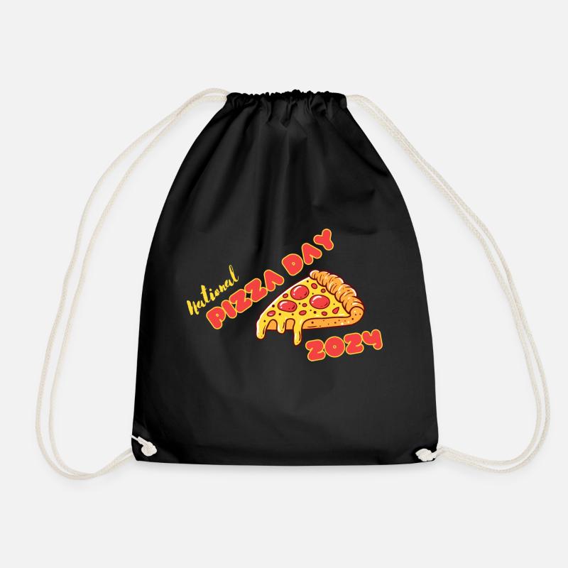 National Pizza Day 2024 - I was there! - Drawstring Bag - black