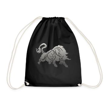 Stier Stierkopf Kopf Logo Steak Beast Gym Horn - Turnbeutel - Schwarz - Vorne