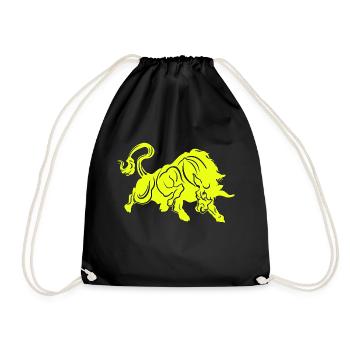 Stier Stierkopf Kopf Logo Steak Beast Gym Horn - Turnbeutel - Schwarz - Vorne