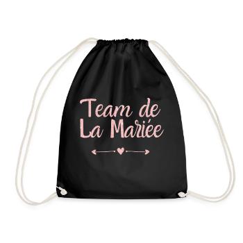 Roségold Braut Team - Brautgeschenk - Turnbeutel - Schwarz - Vorne