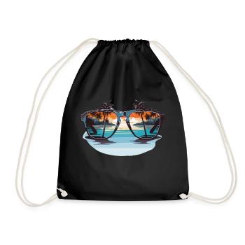 Sonnenbrille mit Palmen - Turnbeutel - Schwarz - Vorne