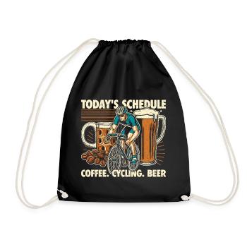 Today's program - coffee, cycling and beer - Drawstring Bag - black - Front