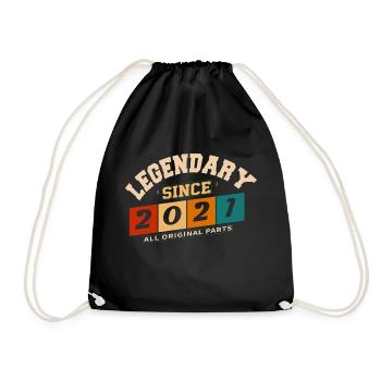 Legendary since 2021 vintage retro anniversary - Drawstring Bag - black - Front