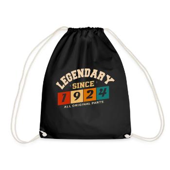 Legendary since 1924 vintage retro anniversary - Drawstring Bag - black - Front