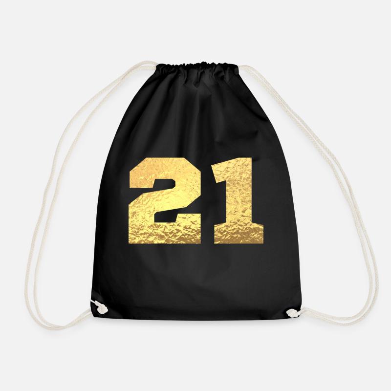 Numéro 21 paillettes doré - 21e anniversaire - Sac de sport léger - noir