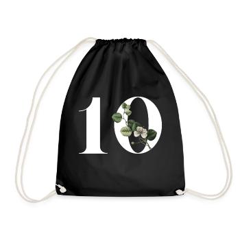 Numéro 10 floral vert -10e anniversaire floral - Sac de sport léger - noir - Devant