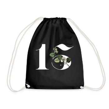 Numéro 15 floral vert -15e anniversaire floral - Sac de sport léger - noir - Devant