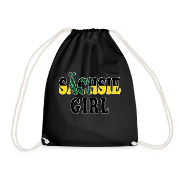 Sächsie Girl - Lustiger Denglish-Spruch - Turnbeutel - Schwarz - Vorne